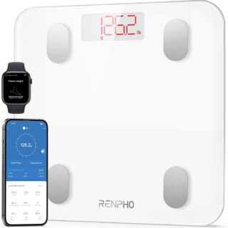 RENPHO Personenwaage Digital, Bluetooth Körperfettwaage Mit Hochpräzisions-Sensoren, Smart Waage Mit Körperfett Und Muskelmasse 180 Kg/400 Lbs