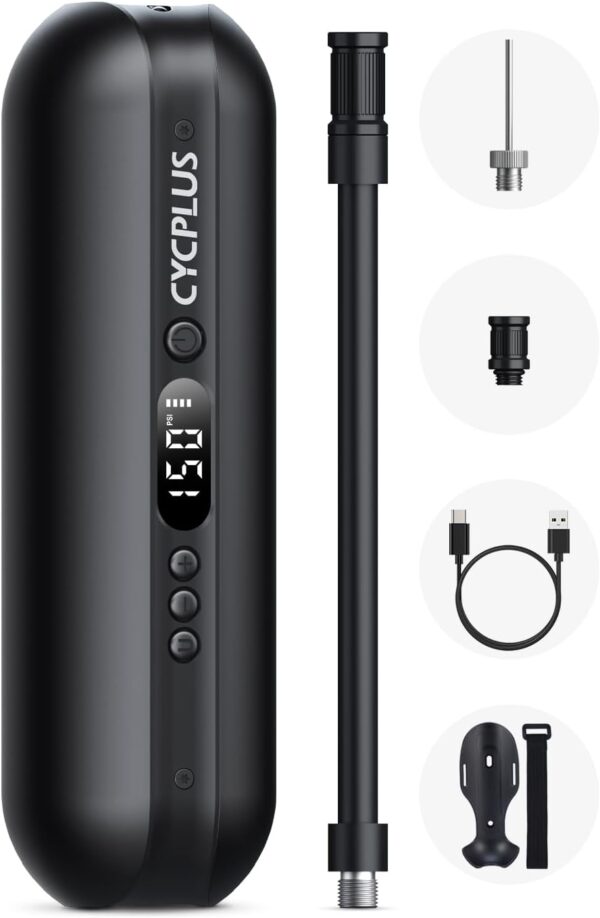 CYCPLUS Luftpumpe 150PSI Elektrischer Kompressor Tragbar Fahrradpumpe Schwarz