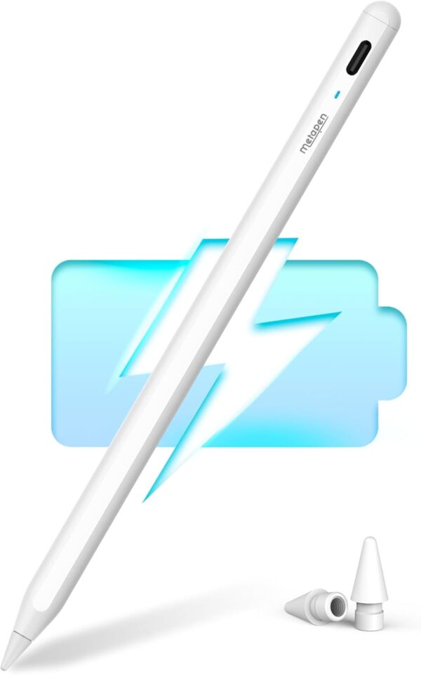 Metapen A8 Stift für Apple iPad, 2X Schnellladung, Weiß