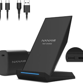 NANAMI Wireless Charger mit 30W USB-C Ladegerät - 2 in 1 Induktive Schwarz