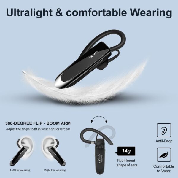 Bluetooth Headset Wireless Freisprech Telefon Bluetooth-Headset mit black - Image 5