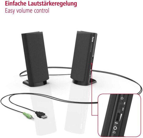 Hama Multimedia Lautsprecher E 80 (PC mit 3,5 mm Klinke, USB,... - Image 6