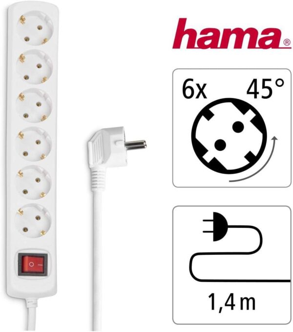 Hama Steckdosenleiste 6-Fach (Mehrfachsteckdose mit Save 6-fach, Weiß - Image 2