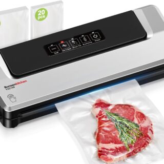 Bonsenkitchen Vakuumiergerät, Vakuumierer Silber (40 Vakuumier Beutel)