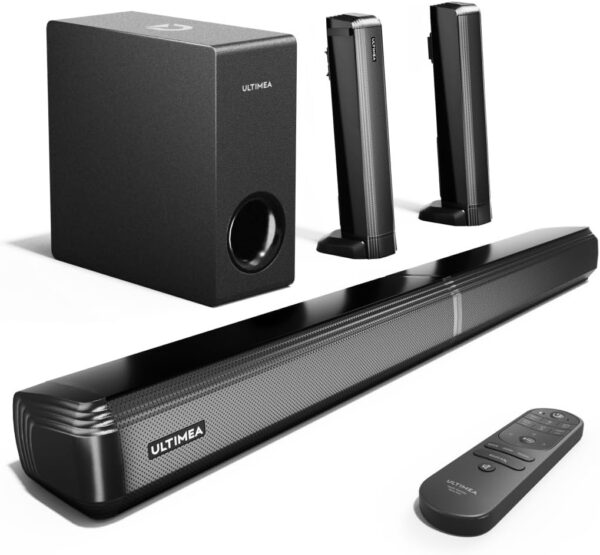 ULTIMEA 4.1-Kanal Soundbar für TV Geräte mit Subwoofer, App, teilbare Schwarz