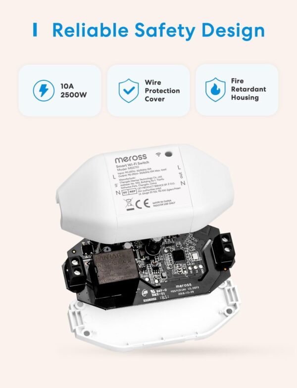 Meross WLAN Schalter Universal WiFi Switch Fernbedienung Sprachsteuerung 1St. - Image 6