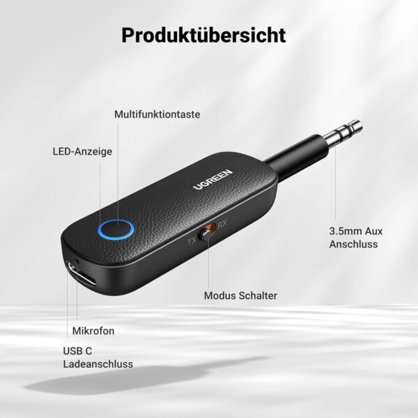 UGREEN Bluetooth Sender Klinke Adapter, 2 in 1 Bluetooth... - Image 6