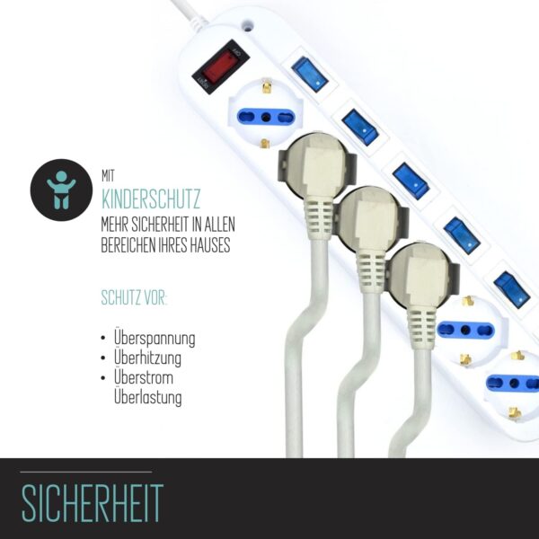 Ewent EW3932-5M 6-fach Steckdosenleiste mit Überspannungsschutz und mit... - Image 5