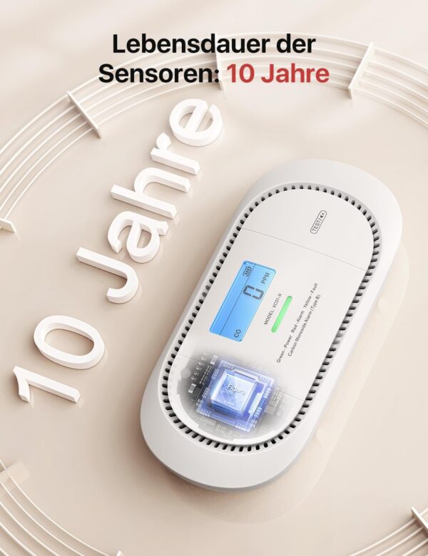 X-Sense Kohlenmonoxid Melder mit digitalem LCD-Display, CO 1-PACK, Standalone - Image 2