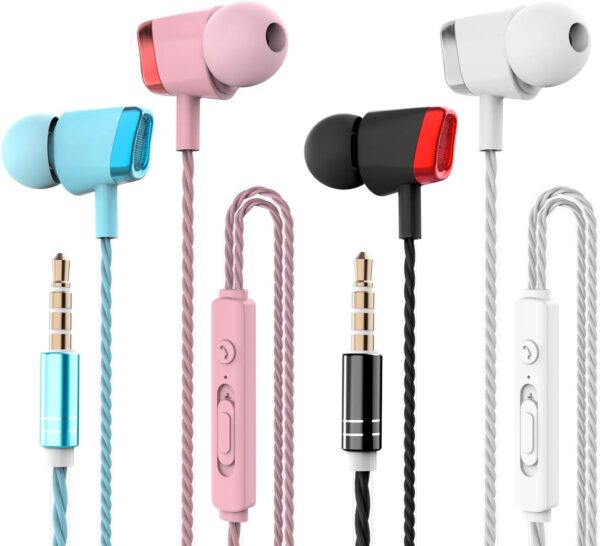 CBGGQ 4 Pack Ear Kopfhörer, Stereo Bass In Ohrhörer mit 4 Paare Farbe