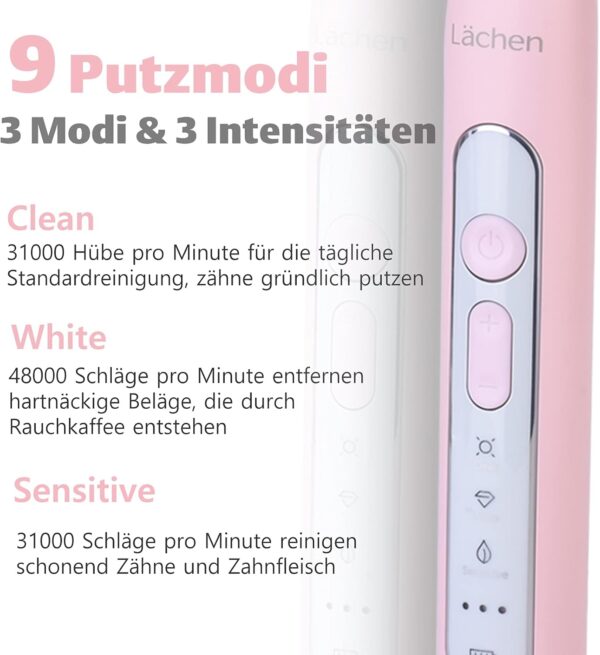 Lächen Sonic elektrische Zahnbürste Schallzahnbürste mit 4 C-rosa - Image 3