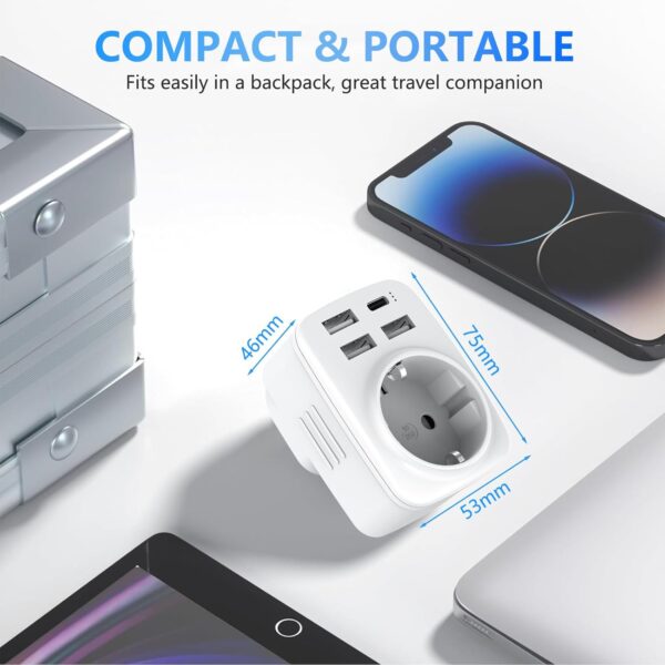 Reiseadapter UK Adapter England Deutschland Stecker mit 1 USB C 3... - Image 7