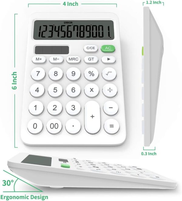 GUYUCOM Taschenrechner Groß Tasten, 12-Digit Klein Weiß - Image 4