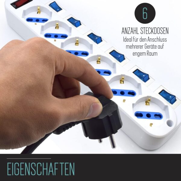 Ewent EW3932-5M 6-fach Steckdosenleiste mit Überspannungsschutz und mit... - Image 4