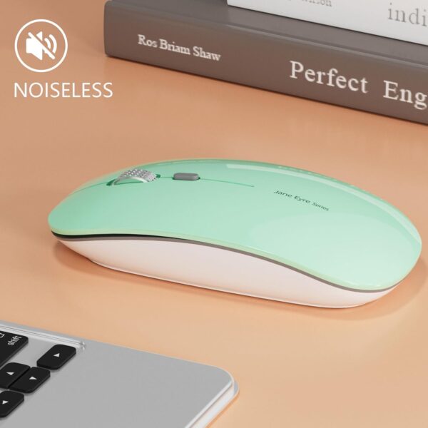 Uiosmuph Q5 Kabellos Maus, Wiederaufladbar Funkmaus 2.4G Leise Mint Green - Image 6