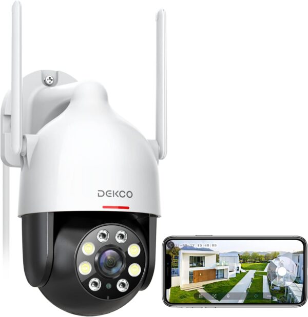 DEKCO 2K Überwachungskamera Aussen WLAN, 350°/90° 1 Stück (1er Pack)