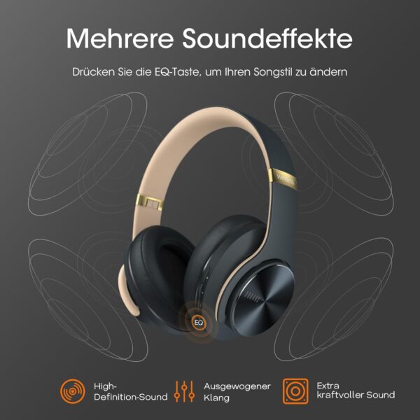 Bluetooth Kopfhörer Over Ear, Bis zu 90 Std Kabellose Asphaltgrau - Image 3