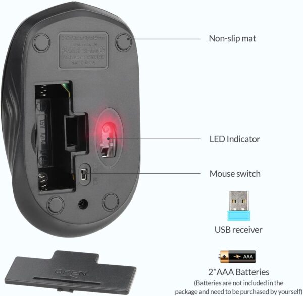 Rii Maus kabellos, 2.4G Funkmaus mit USB Empfänger(befindet Sich im Akkufach... - Image 6