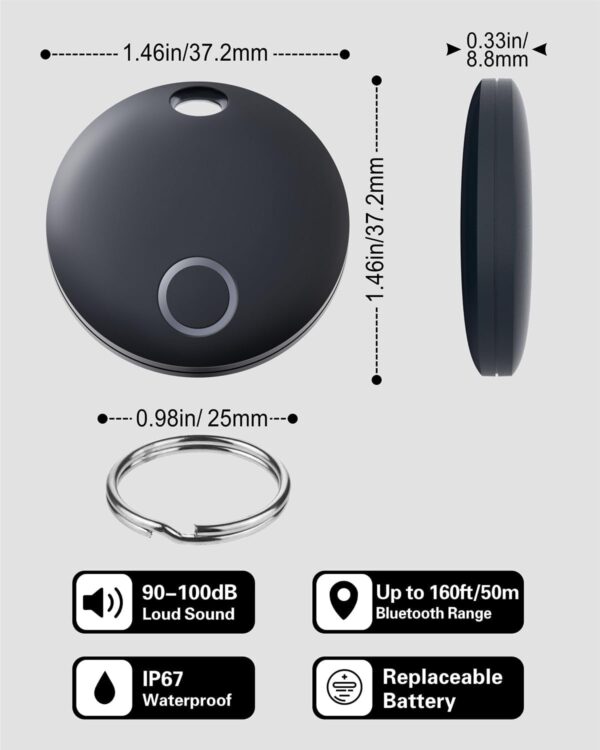 Reyke Smart Tag Pro, Koffer Tracker kompatibel mit Apple Wo 4 Pack, Schwarz - Image 8