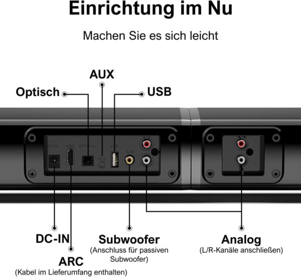 ULTIMEA 4.1-Kanal Soundbar für TV Geräte mit Subwoofer, App, teilbare Schwarz - Image 8