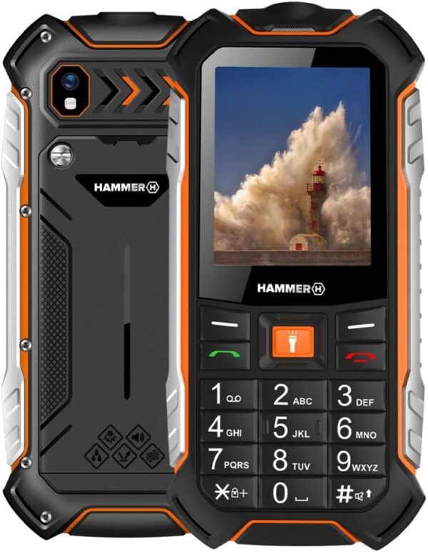 Hammer H Power LTE Handy ohne Vertrag,2.4 Zoll 2,4, Schwarz und orange