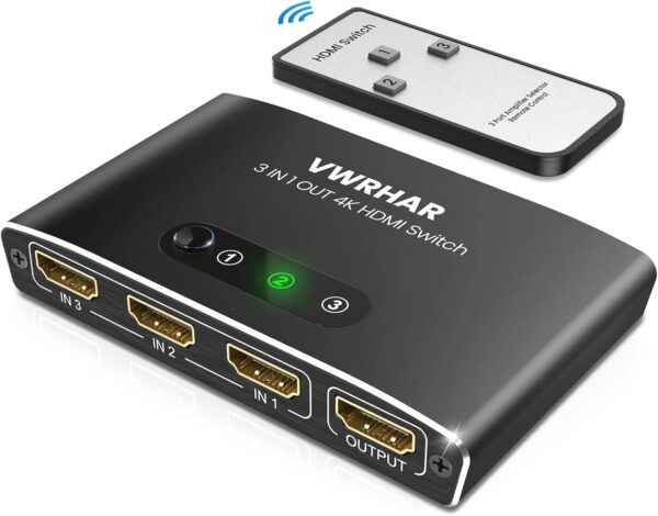 HDMI Switch Splitter, Automatisch 4K Aluminium 3 in Schwarz