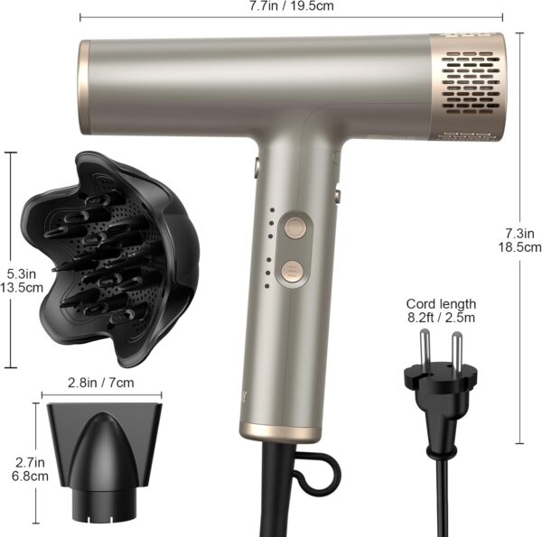 YAPOY Haartrockner Professionelles mit Diffusor Schnelltrocknendes Silber 2 - Image 7