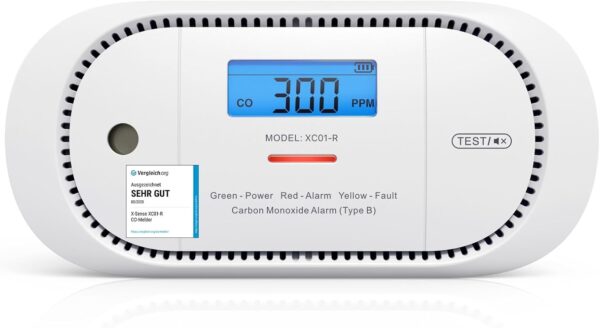 X-Sense Kohlenmonoxid Melder mit digitalem LCD-Display, CO 1-PACK, Standalone