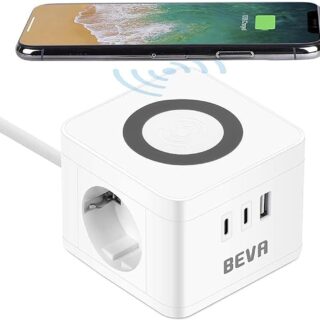 Steckdosenwürfel BEVA Cube Steckdosenleiste 2 Fach +2 USB C+1 USB-A Weiß