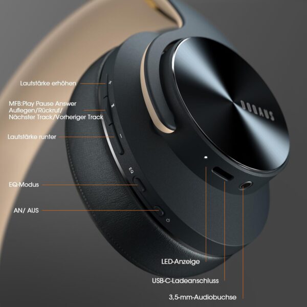 Bluetooth Kopfhörer Over Ear, Bis zu 90 Std Kabellose Asphaltgrau - Image 7
