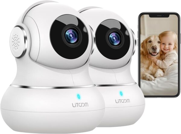 litokam Little elf Überwachungskamera, 2K Babyphone, WLAN 2 Stück-2.4Ghz