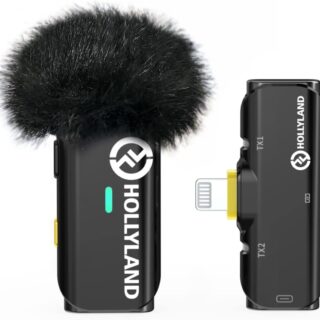 Hollyland Lark C1 Lavalier Mikrofon für iPhone kabellos Solo iOS, Schwarz