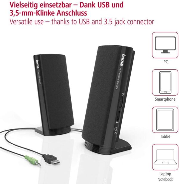 Hama Multimedia Lautsprecher E 80 (PC mit 3,5 mm Klinke, USB,... - Image 5
