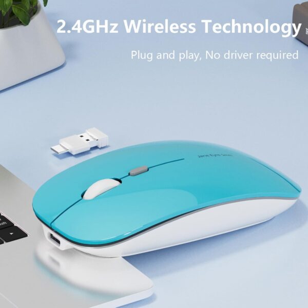 Uiosmuph Q5 Kabellos Maus, Wiederaufladbar Funkmaus 2.4G Leise Blue - Image 2