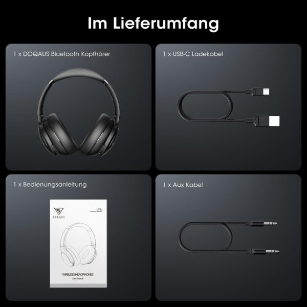 DOQAUS Bluetooth Kopfhörer Over-Ear,90 Std Kabellos Schwarz - Image 9