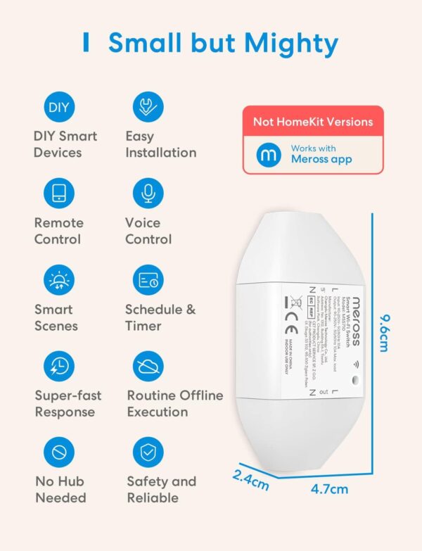 Meross WLAN Schalter Universal WiFi Switch Fernbedienung Sprachsteuerung 1St. - Image 4
