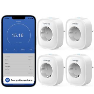 GHome Smart Wlan Steckdose 16A, WiFi 4er Pack, Home Plug...