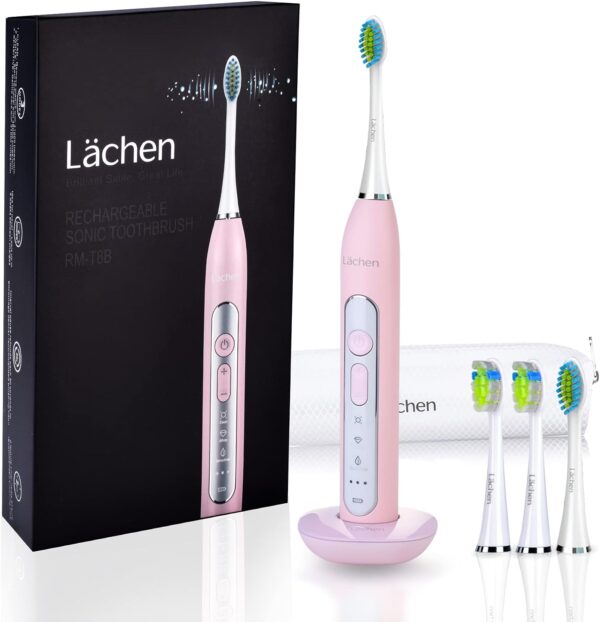 Lächen Sonic elektrische Zahnbürste Schallzahnbürste mit 4 C-rosa