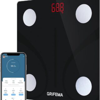 GRIFEMA Digitale Personenwaage, Waage mit Körperfett und Muskelmasse,...