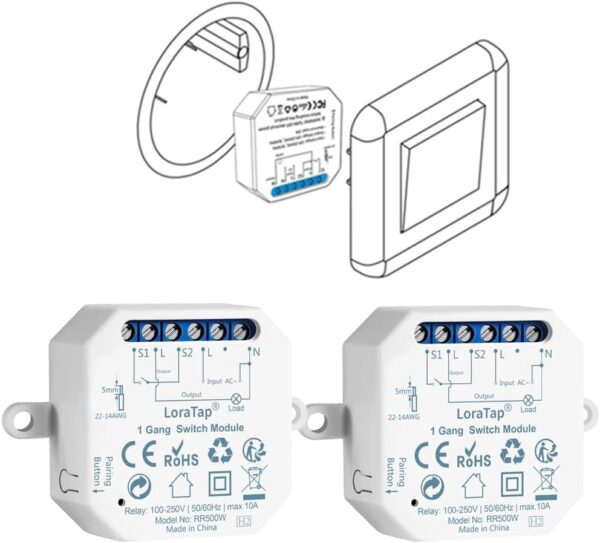 LoraTap 2er Pack WiFi Relais Schalter, Kompatibel mit Alexa & Google...