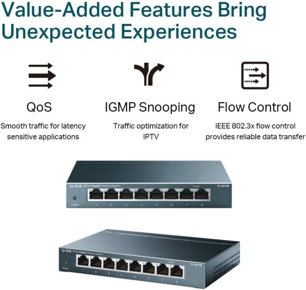 TP-Link TL-SG108 8-Port Gigabit Netzwerk Switch (Plug-and-Play, 8* RJ-45 LAN... - Image 5