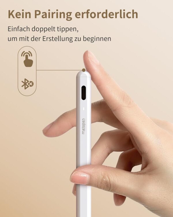 Metapen A8 Stift für Apple iPad, 2X Schnellladung, Weiß - Image 5