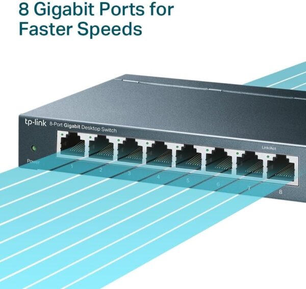 TP-Link TL-SG108 8-Port Gigabit Netzwerk Switch (Plug-and-Play, 8* RJ-45 LAN... - Image 6