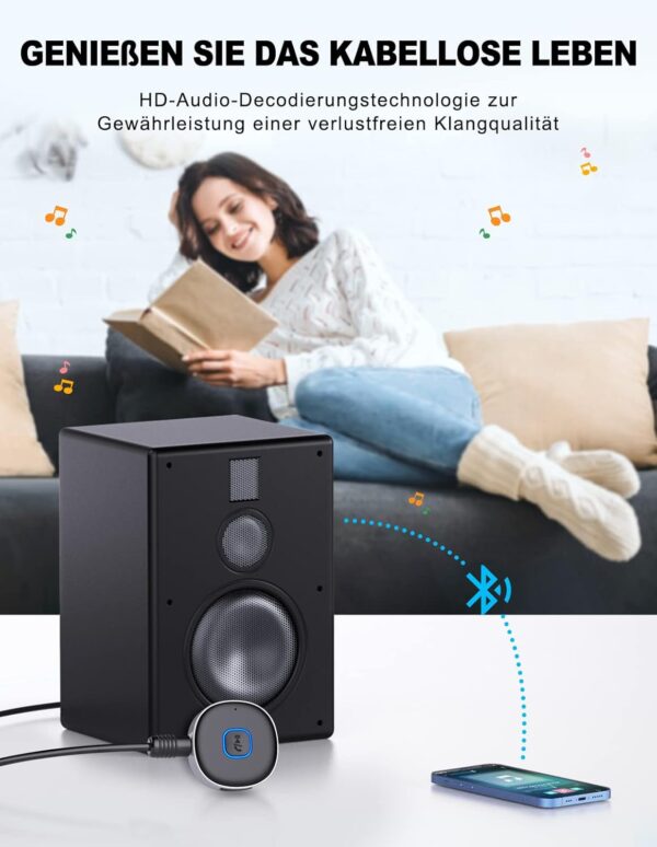 Mohard AUX Bluetooth Adapter Auto, Drahtloser KFZ 5.3 Empfänger... - Image 2