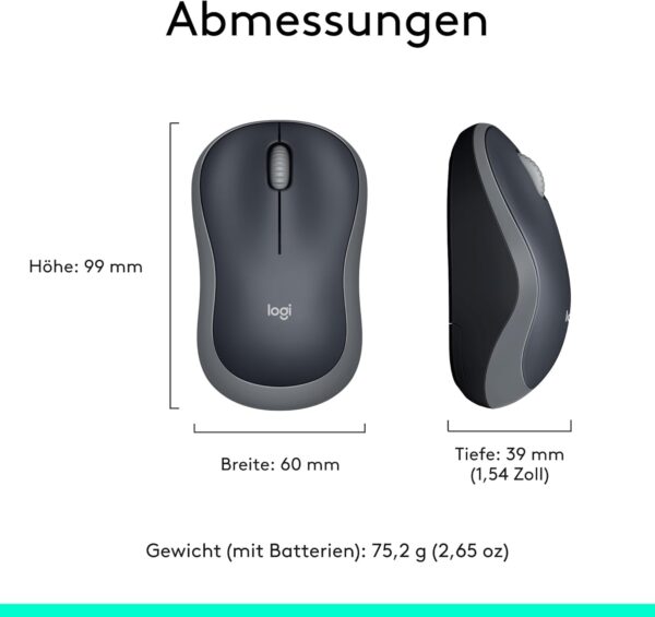 Logitech M185 Kabellose Maus, 2,4 GHz mit USB-Nano-Empfänger, 12 Monate... - Image 9
