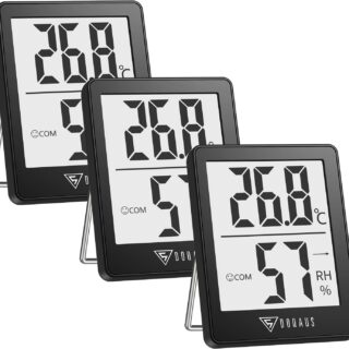 DOQAUS Digital Hygrometer Innen, 3 Stück Thermo- Schwarz
