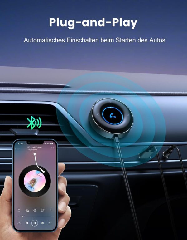 Rolgno Aux Bluetooth Adapter Auto, [Plug & Play] 5.3 Empfänger... - Image 2