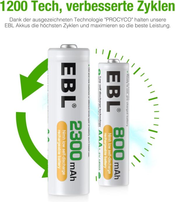 EBL AA und AAA Akku Set - 16 Stück, wiederaufladbare Batterien - Image 3