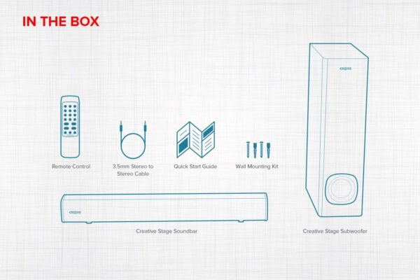 CREATIVE Stage 2.1 Kanal Soundbar mit Subwoofer für TV, Computer und... - Image 8