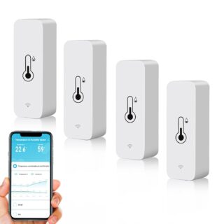 WLAN Smart Thermometer Hygrometer, Digitale Mini Innentemperatur und 4 Pack